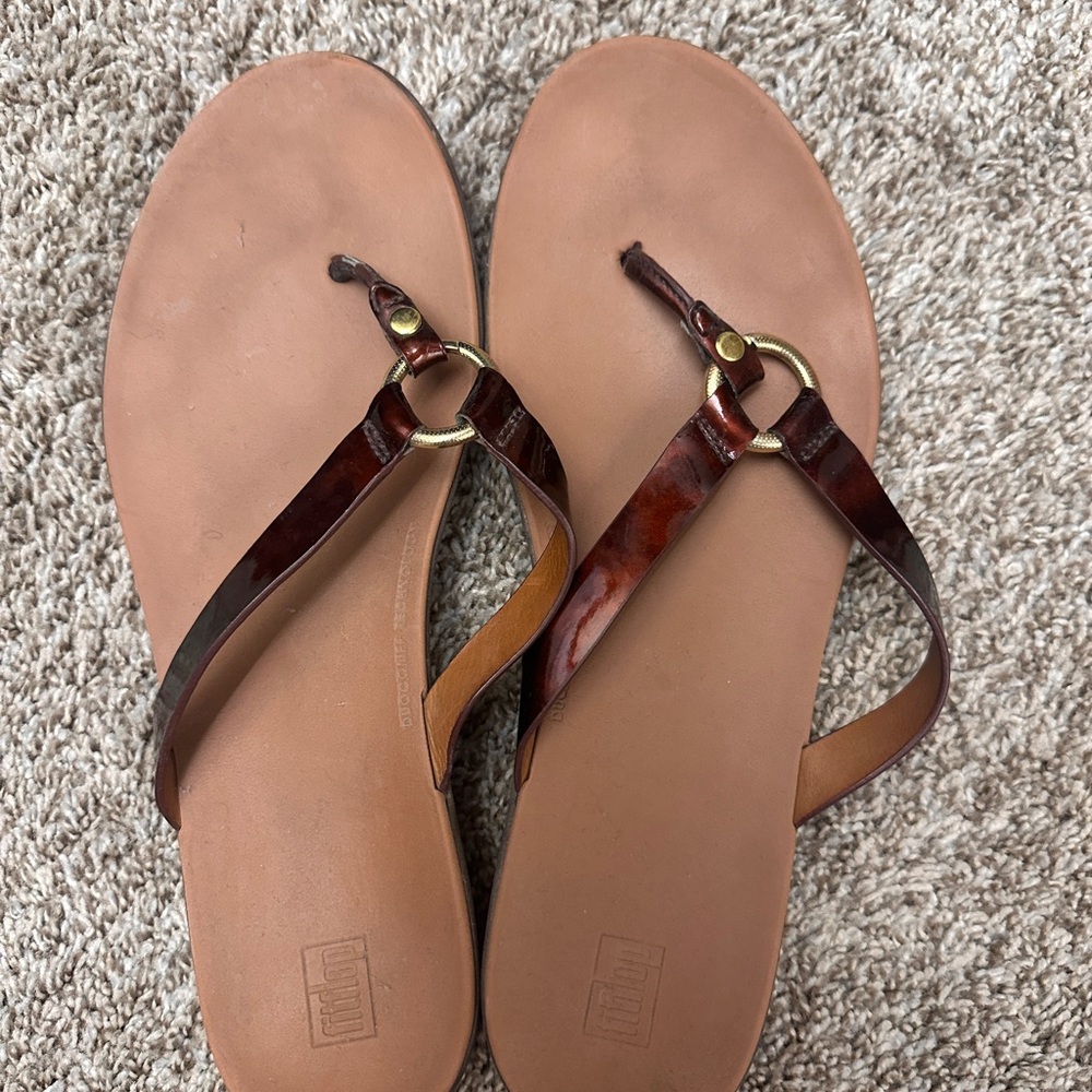 Fitflop Tan and Brown Leather Sandals